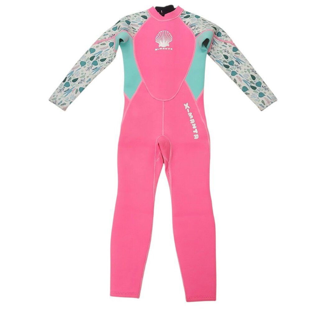 X Manta Wetsuit Girls XXL/8 Pink Neoprene Back Zip Full Surfing Diving Swimming